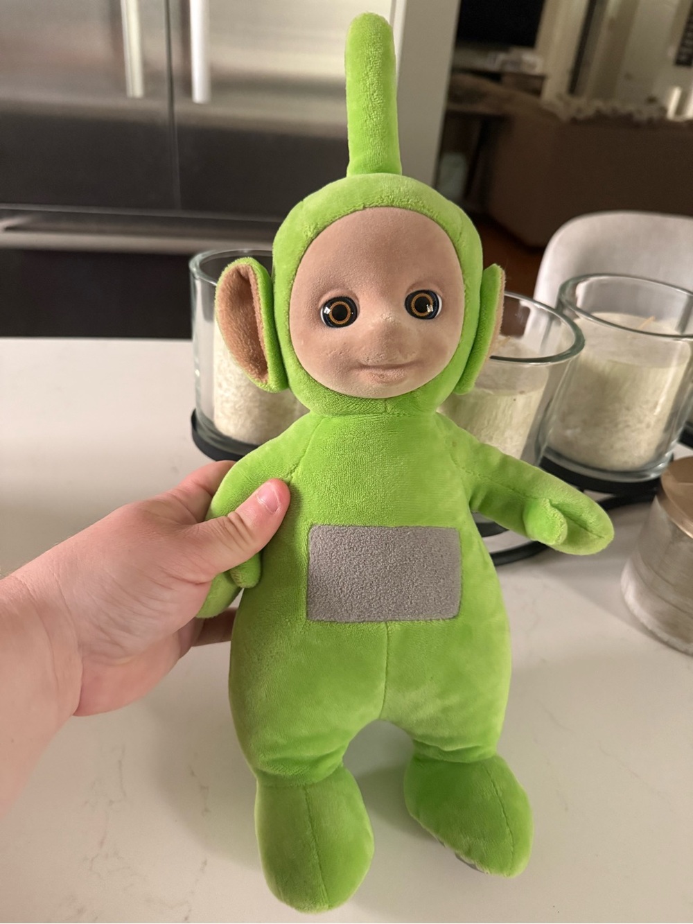 Green Plush Teletubby-Style Soft Toy